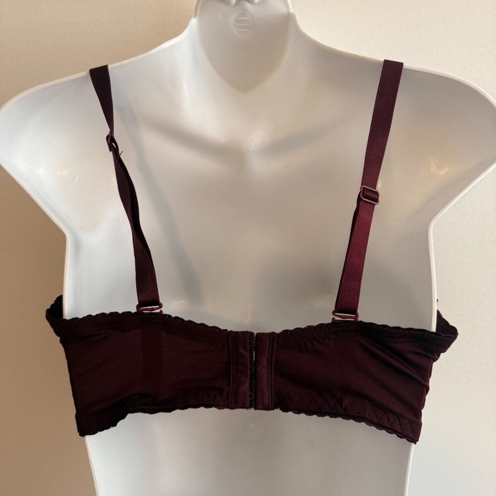 Burgundy Wine Lace Push-Up Convertible Bra | 34DD - Picture 6 of 8